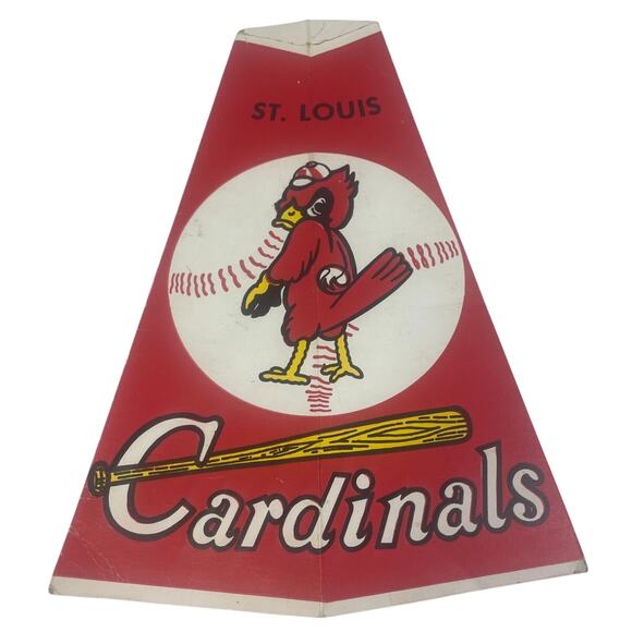 Vintage 1960s St Louis Baseball Cardinals Flattened Cardboard Megaphone - Picture 1 of 3